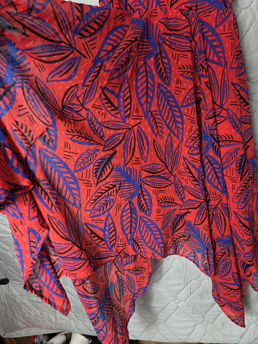NWT Alexis + Target Tropical Leaf Print Red Chiffon Dress Sz XS Vibrant red - Picture 7 of 13